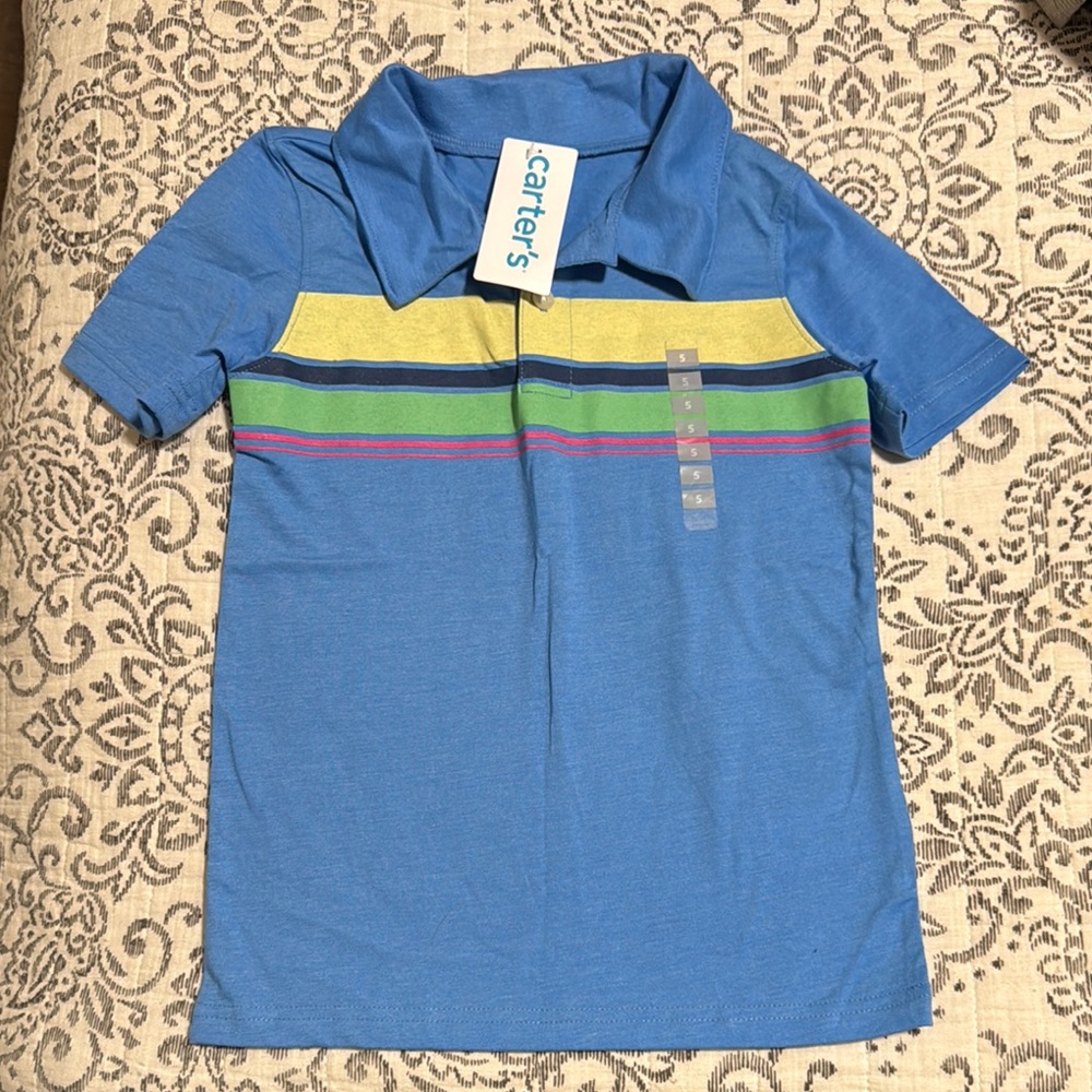Carter's Blue Polo Shirt with Classic Collar and Short Sleeves